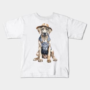 Farmer Great Dane Dog Kids T-Shirt